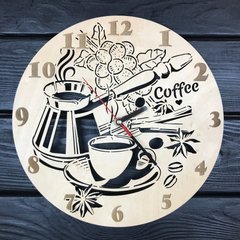 Оригинальные деревянные часы на стену «Время кофе»