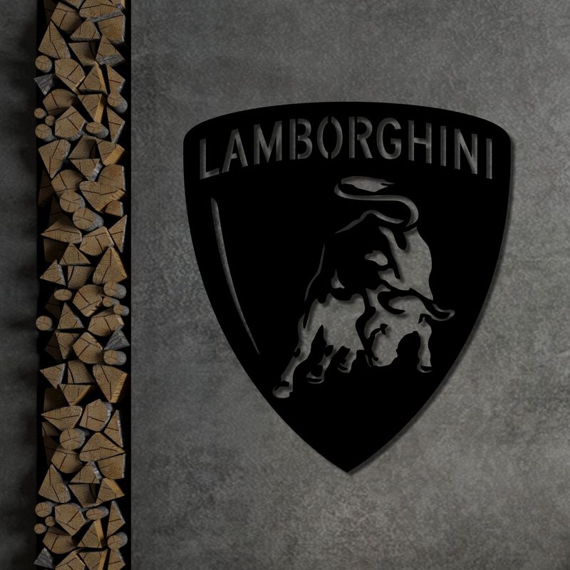 Деревянное панно для декора из дерева в форме значка Lamborghini