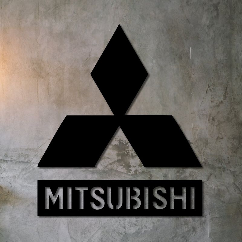 Логотип из дерева настенный в форме Mitsubishi