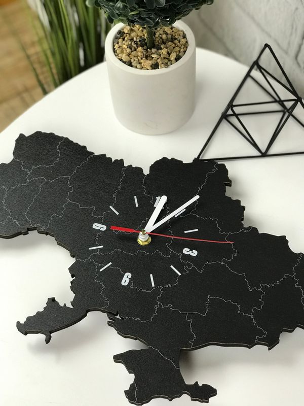 Декоративний настінний годинник з дерева «Карта України»