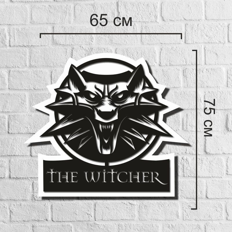 Деревянная картина-эмблема компьютерной игры «The Witcher»