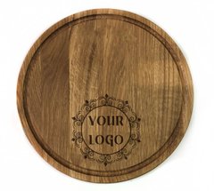 Доска обробна 25 см дерев`яна кругла з логотипом для подачі