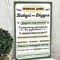 Дерев'яна табличка-постер «Правила дому бабусі і дідуся»