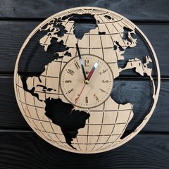 Годинник настінний з дерева «Земна куля»