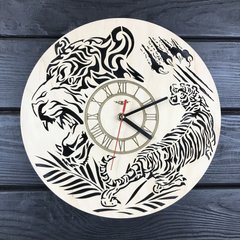 Круглые дизайнерские деревянные часы «Тигр»