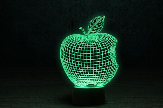 3D Світлодіодний світильник прозорий «Apple»