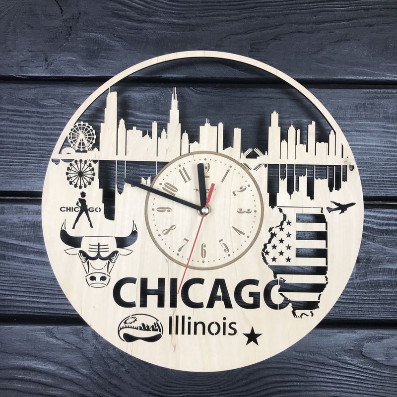 Дизайнерские часы на стену «Чикаго, Иллинойс»