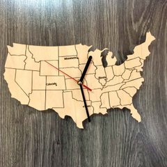 Декоративные часы-карта из дерева "Америка"