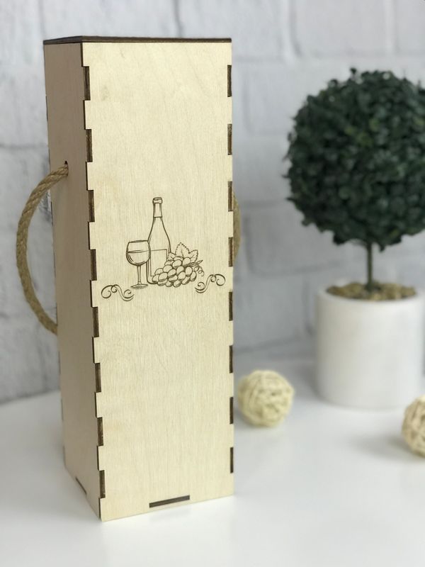 Деревянная коробка для вина с гравировкой на подарок