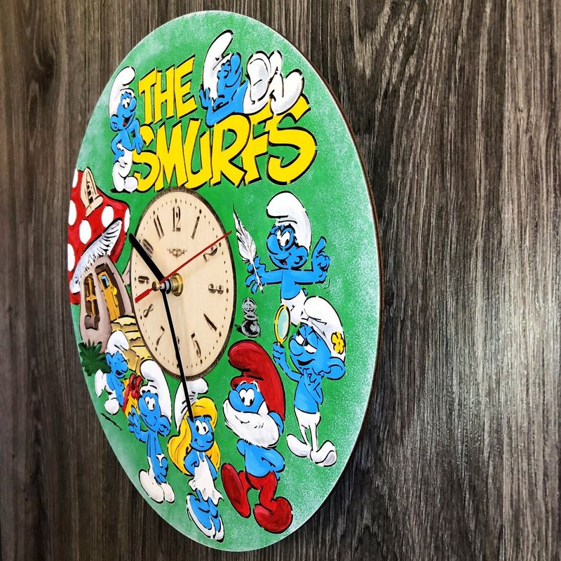 Дитячий настінний кольоровий годинник «Смурфики»