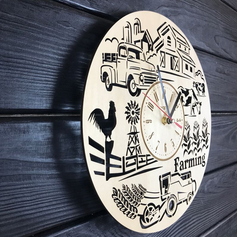 Тематичний настінний дерев`яний годинник «Ферма»