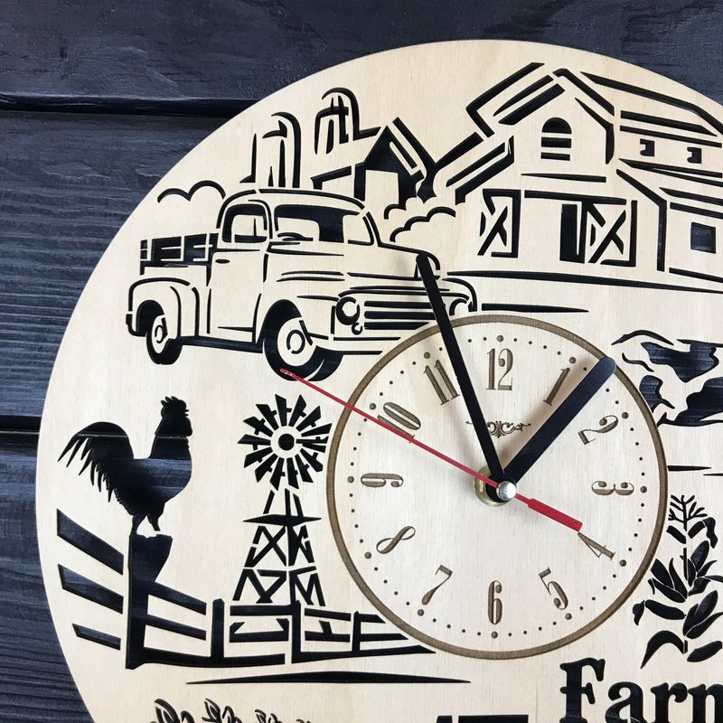 Тематические настенные деревянные часы «Ферма»