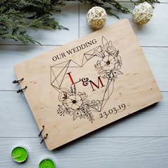 Стильный дизайнерский свадебный альбом в деревянной обложке