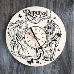 Детские круглые бесшумные настенные часы "Рапунцель"