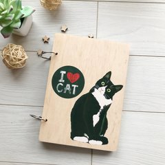 Оригінальний дерев'яний блокнот «I love cat»