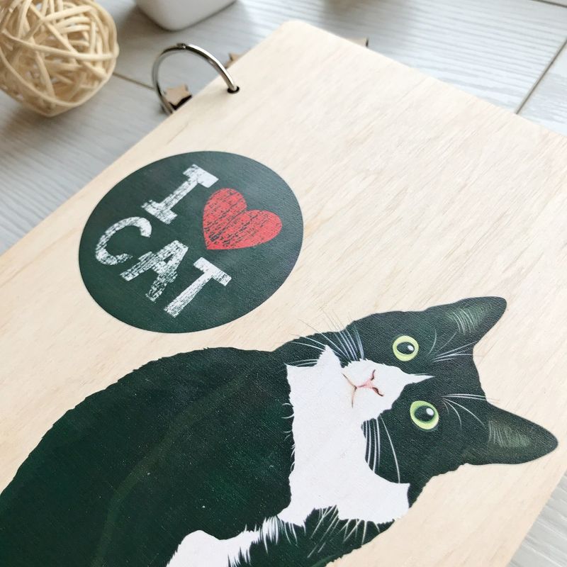 Оригінальний дерев'яний блокнот «I love cat»
