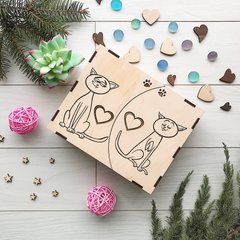 Коробка-трансформер из дерева «Влюбленные коты»