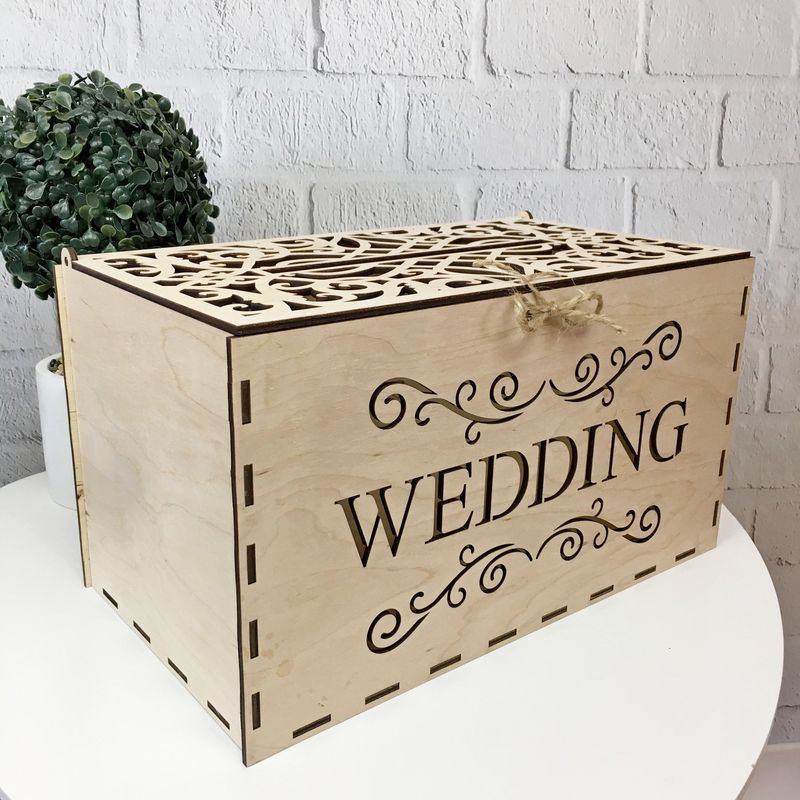 Дерев'яна весільна коробка для грошей "Wedding"