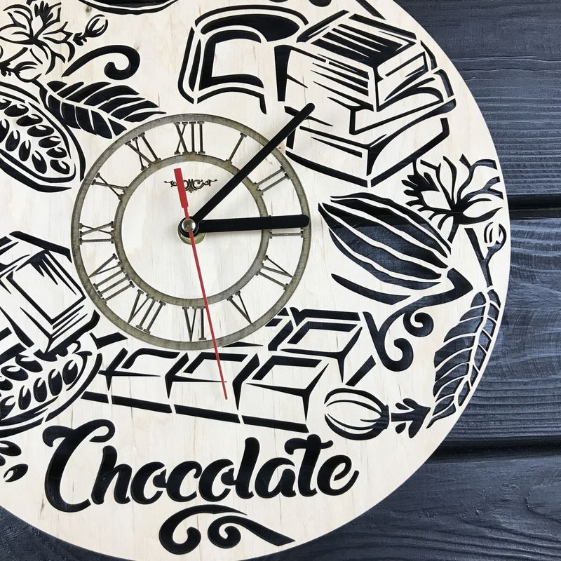 Концептуальний настінний годинник з дерева «Шоколад»