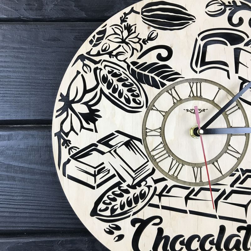 Концептуальные настенные часы из дерева «Шоколад»