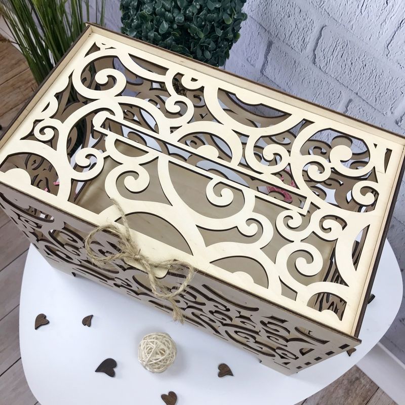 Весільна дерев'яна скринька для грошей