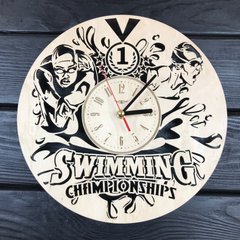 Тематические настенные часы из дерева «Чемпионат по плаванию»
