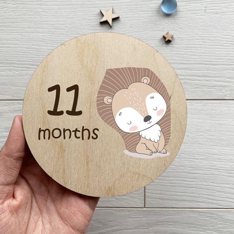 Набор деревянных карточек для детской фотосессии по месяцам 12 штук