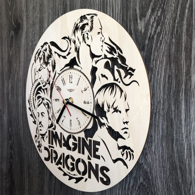 Концептуальные настенные часы в интерьер «Imagine Dragons»