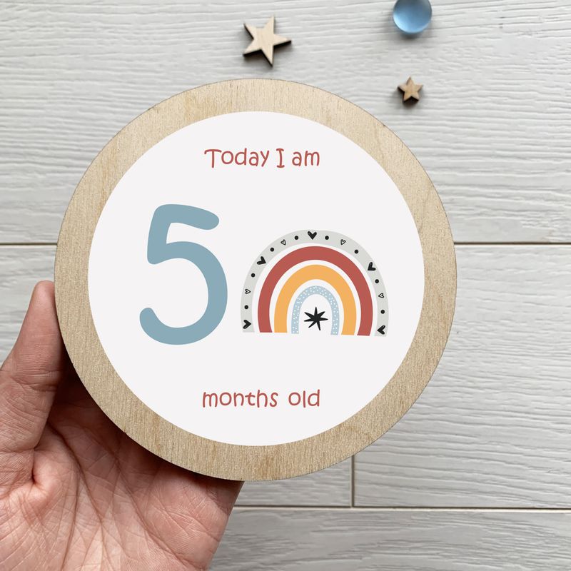 Яскраві дерев'яні картки по місяцях для фотосесій дитини 12 штук