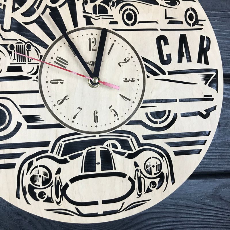 Концептуальний настінний годинник з дерева «Ретро автомобіль»