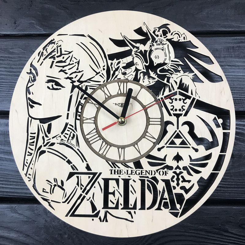 Круглые молодежные настенные часы из дерева «The Legend of Zelda»
