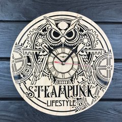 Концептуальные деревянные часы в интерьер «Steampunk»