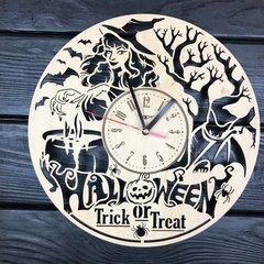 Годинник з дерева на стіну «Хелловін»