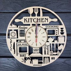 Оригінальний дерев'яний настінний годинник на кухню