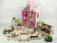 Дерев'яний триповерховий будиночок для ляльок LOL з фермою