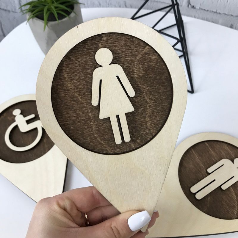 Дерев'яні таблички на туалетні двері