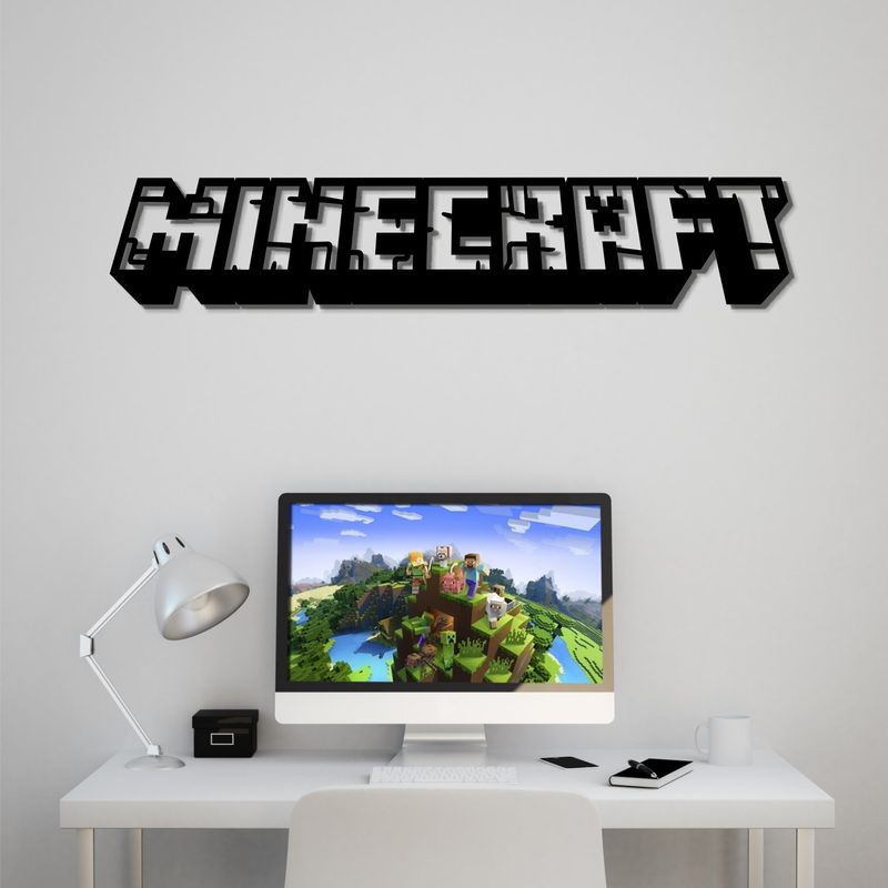 Деревянная настенная надпись в интерьер «Minecraft»