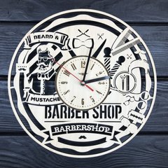 Дизайнерские настенные часы из дерева «Мужская парикмахерская»