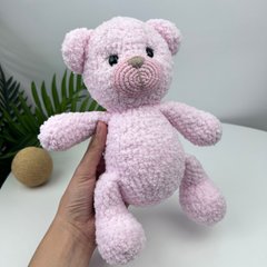 Розовый Мишка вязаная игрушка ручной работы, детский плюшевый Медвежонок для девочки, хендмейд игрушки, 25 см