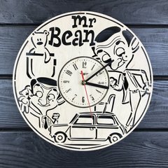 Безшумний оригінальний настінний годинник з дерева «Мистер Бін»