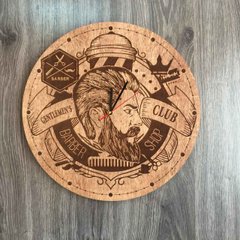 Часы деревянные большие «Man Barber»