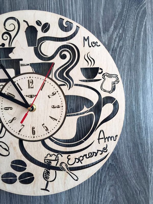 Годинник з дерева на стіну «Час для кави»