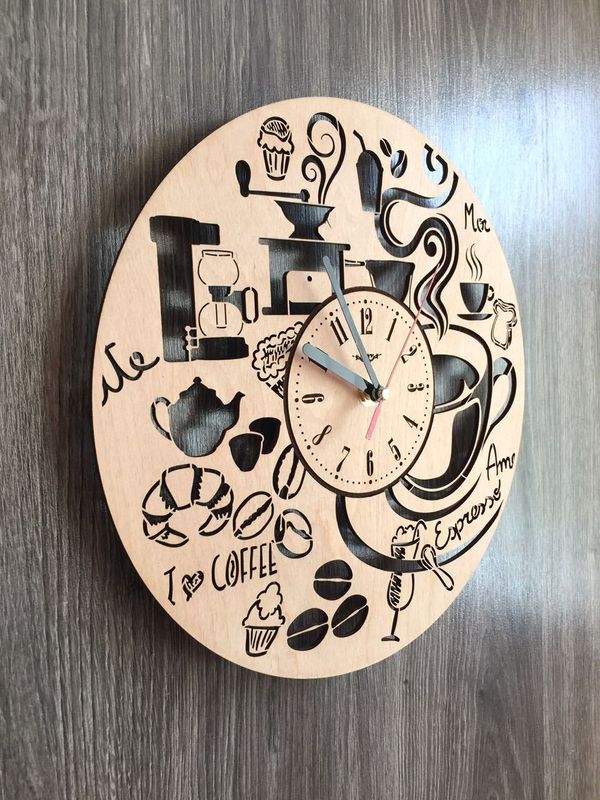 Часы из дерева на стену «Время для кофе»