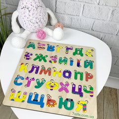 Яркий деревянный пазл-алфавит для детского развития