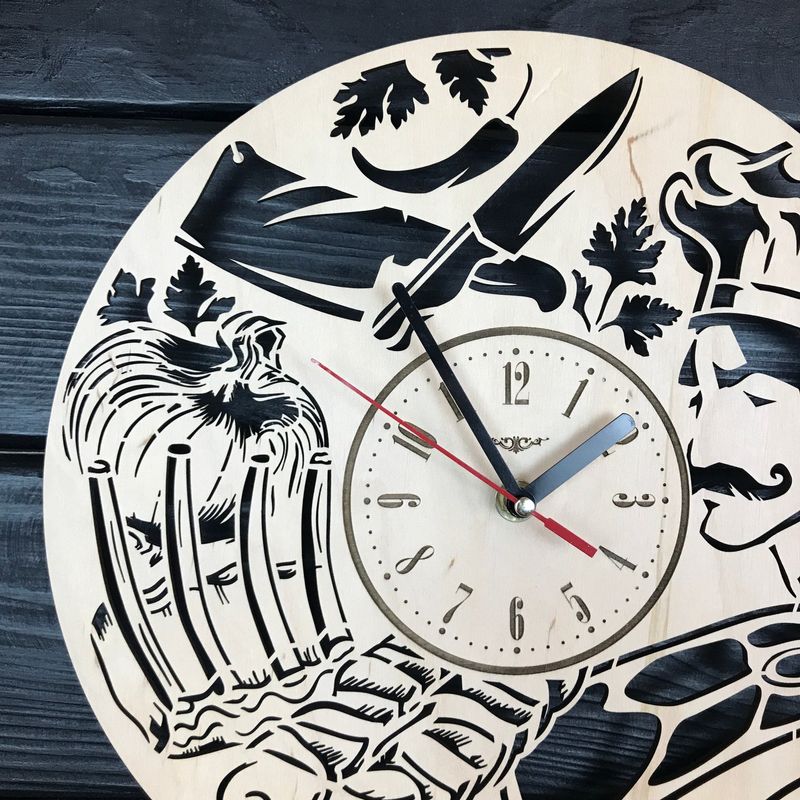 Концептуальные деревянные часы на стену «Шеф-повар»