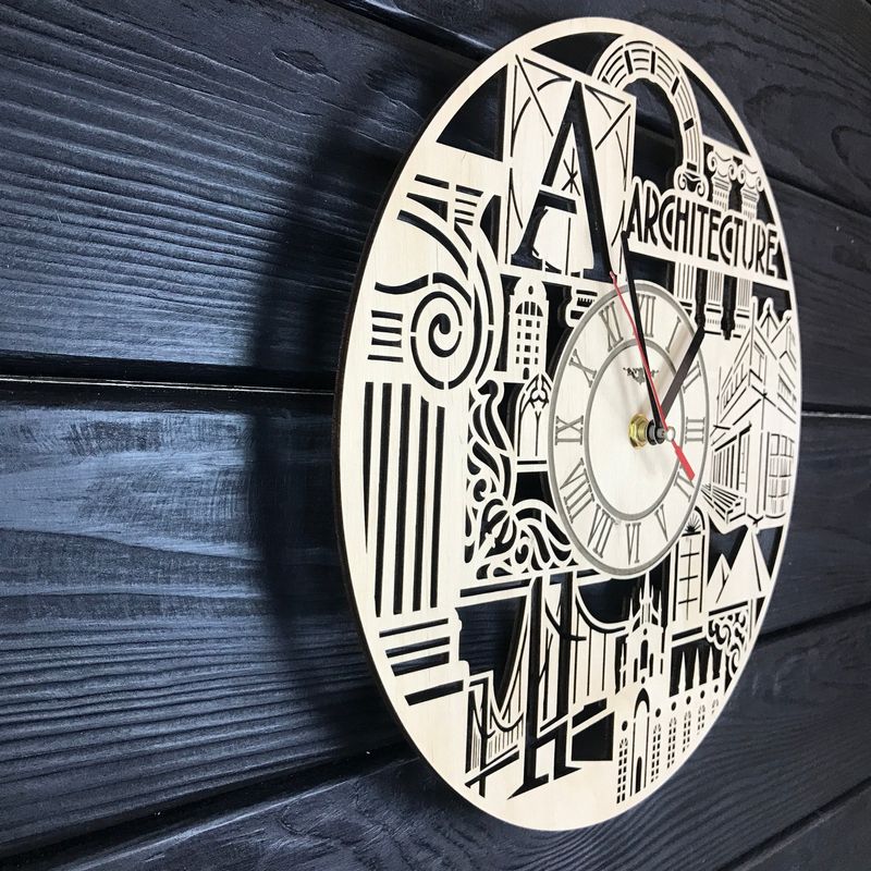 Тематические интерьерные часы из дерева «Архитектура»