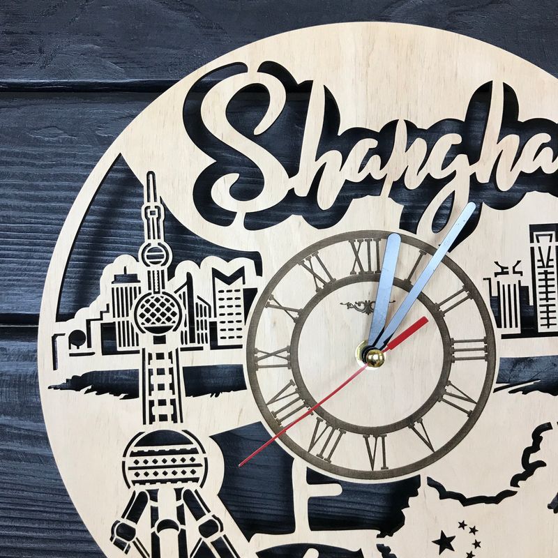 Деревянные настенные часы в интерьер «Шанхай»