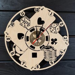 Настінний годинник з дерев'яним циферблатом «Покер»