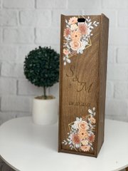 Деревянная коробка для вина с гравировкой и печатью принта