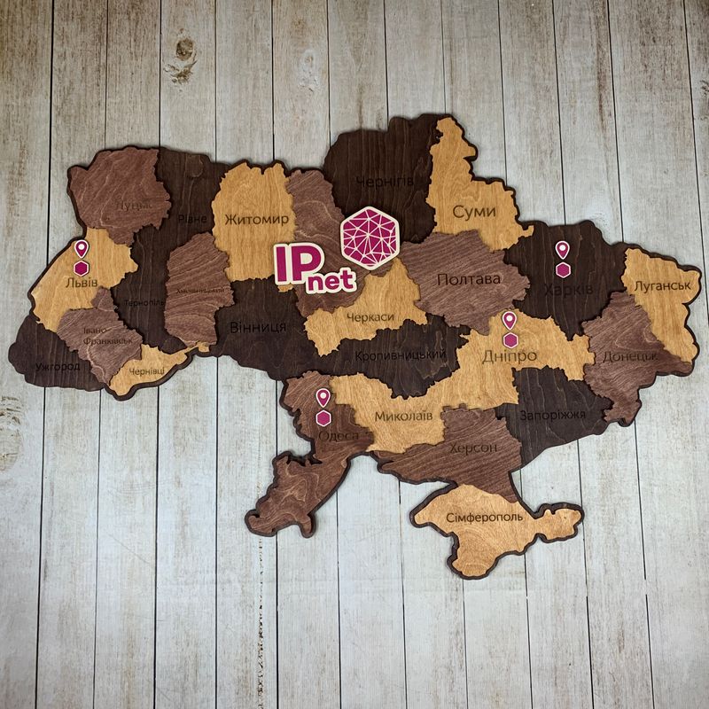 Велика об'ємна карта України з дерева з логотипом на замовлення
